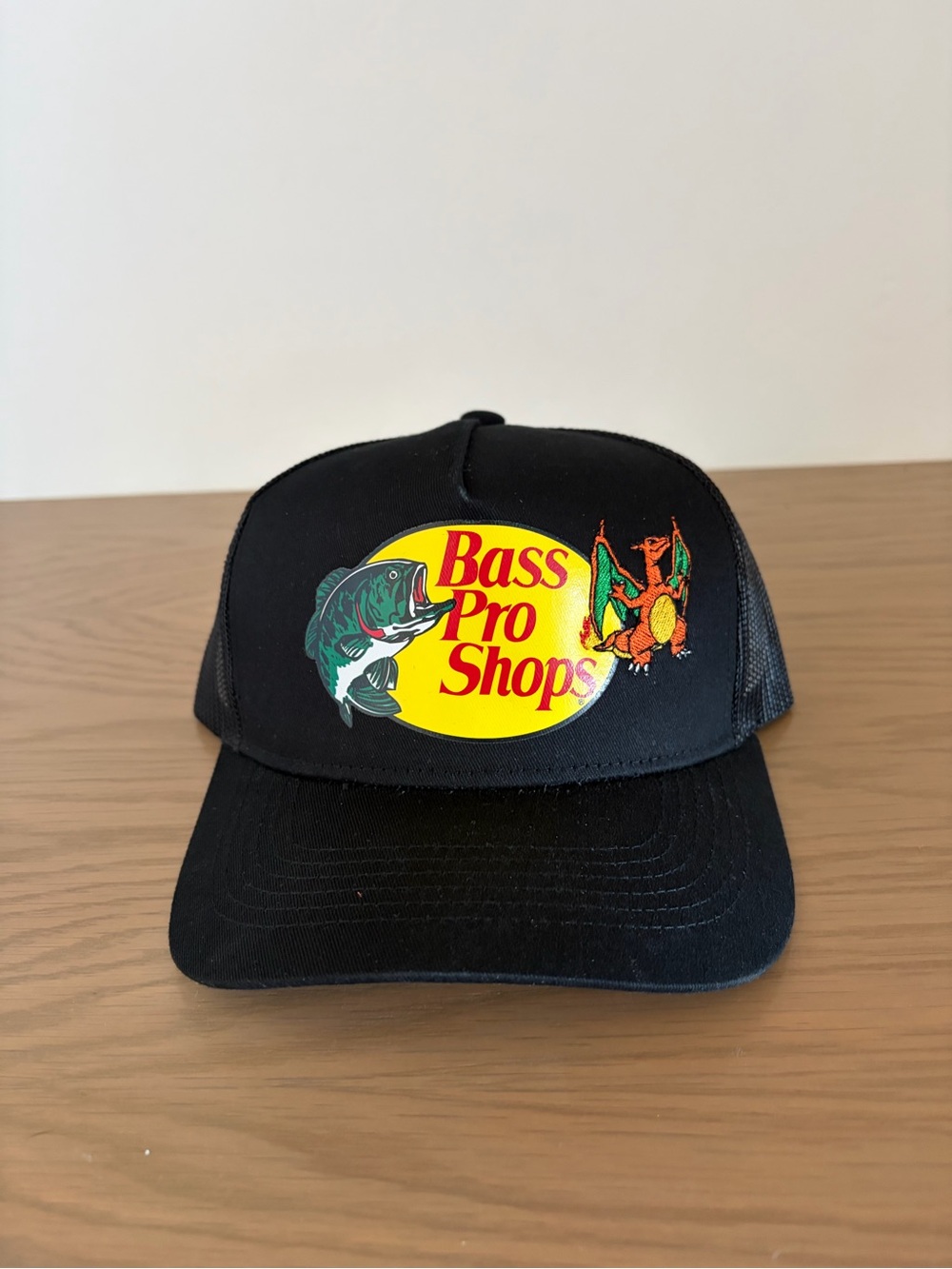 Custom Bass Pro Shops Black Trucker Hat with Custom Embroidered Pokémon